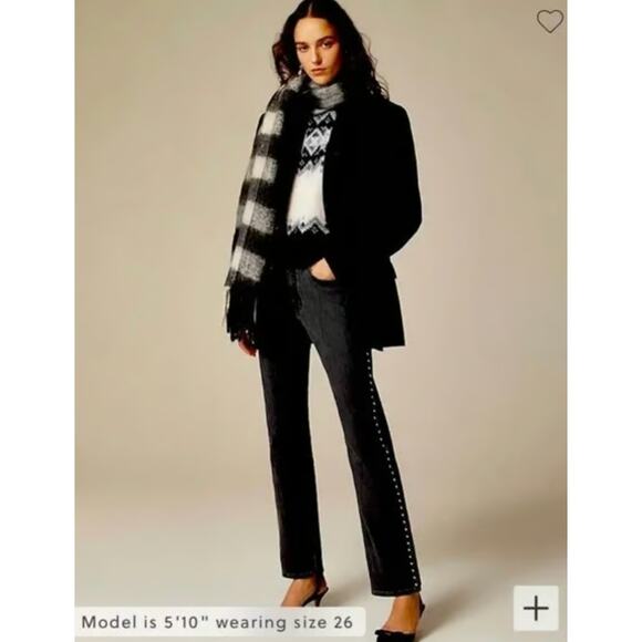 J. Crew Denim - J.Crew Studded High Rise Straight Jean 1996 Semi Stretch Washed Black US 29 MWT